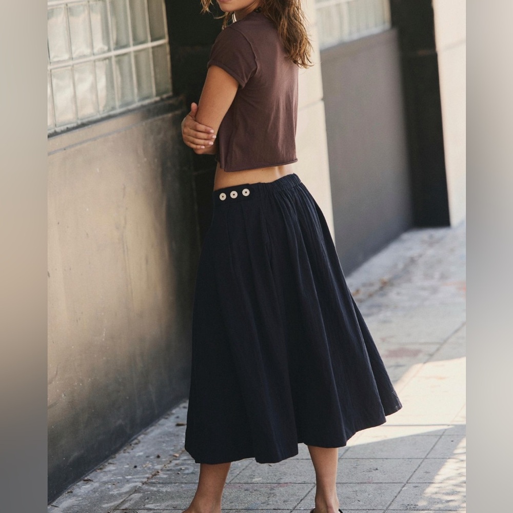 Free People Margaux Midi Circle Skirt in Black size Medium NWT